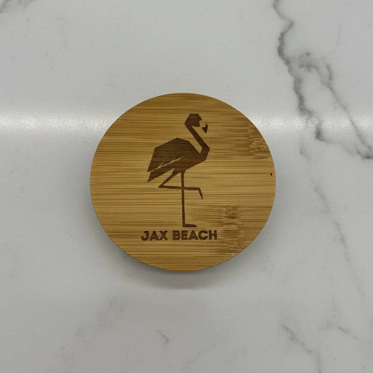 JaxBeach Flamingo Engraved Bamboo Lid