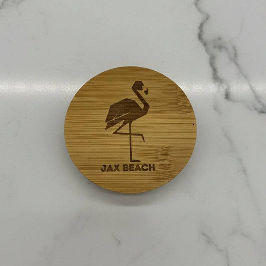 JaxBeach Flamingo Engraved Bamboo Lid