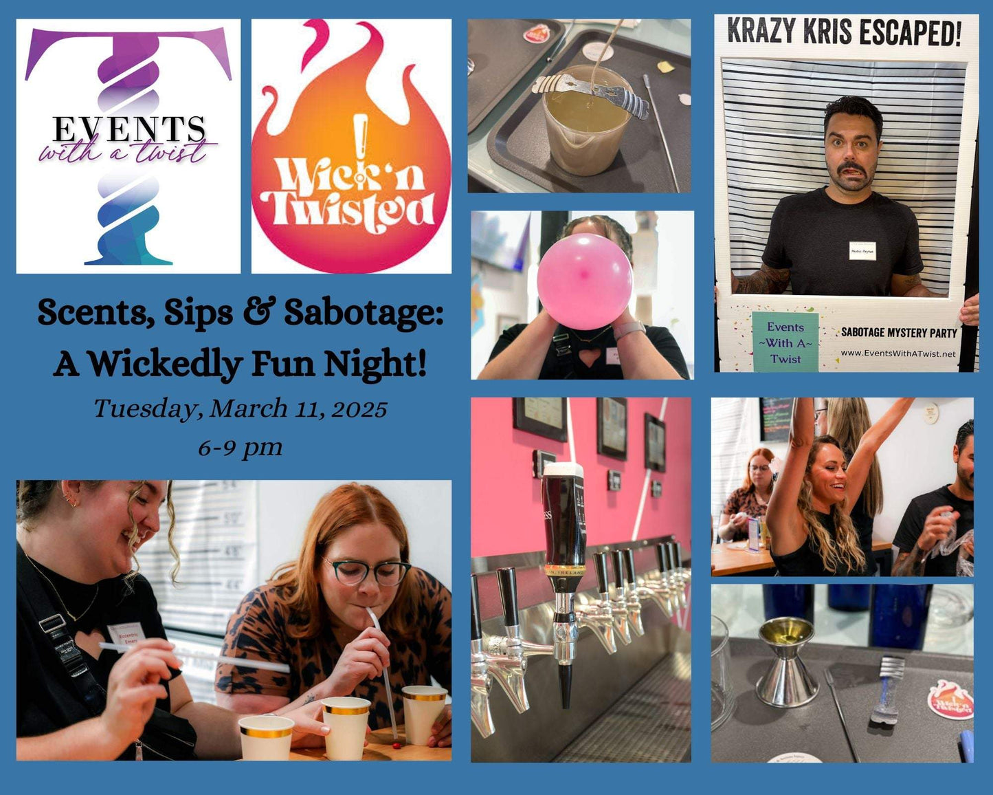 Scents, Sips & Sabotage - March 11 @ 6PM