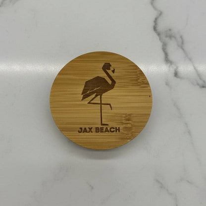 JaxBeach Flamingo Engraved Bamboo Lid