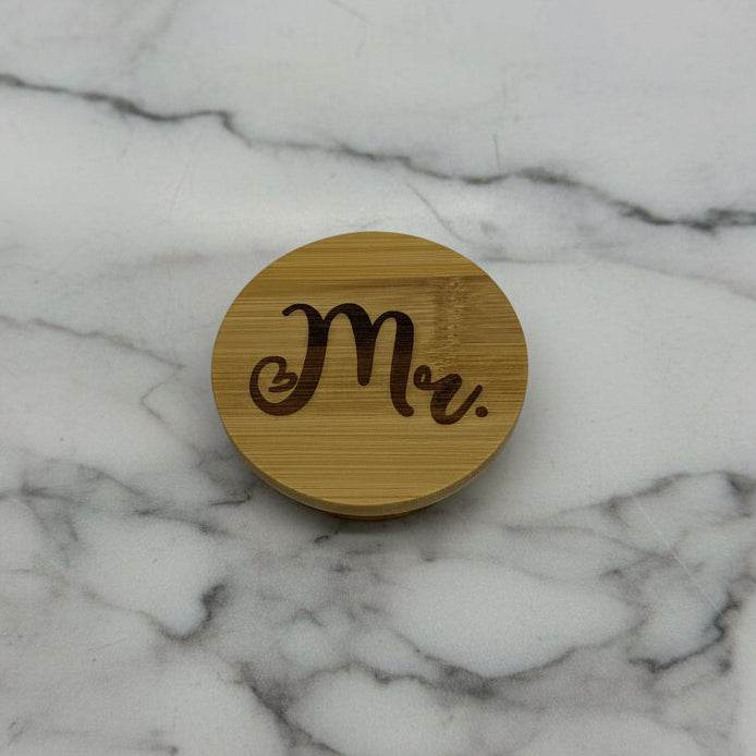 Mr. Engraved Bamboo Candle Lid