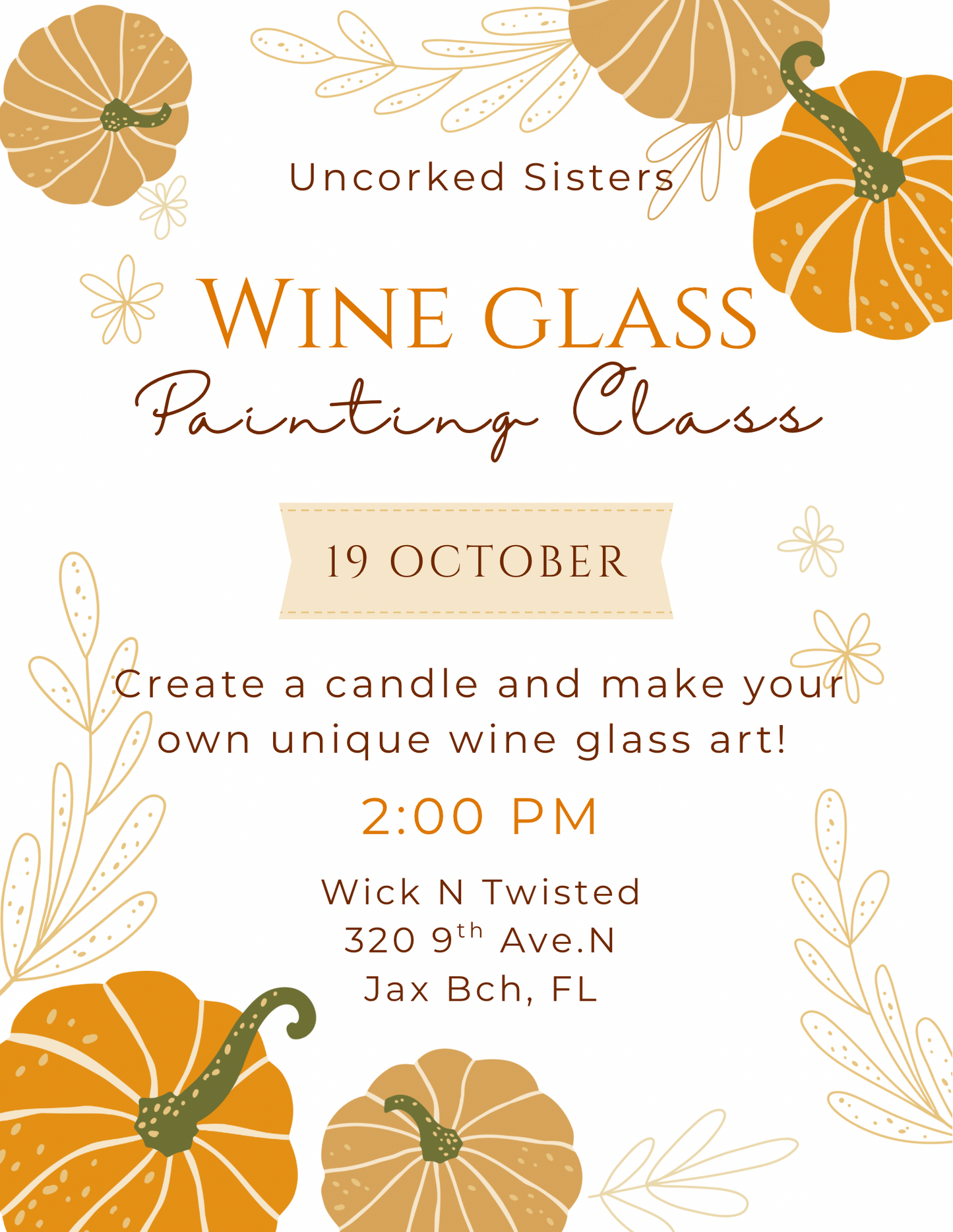 Custom Wine Glass & Candle Class - October 19, 2025 at 2:00pm
